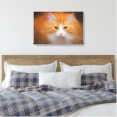 Schattige Tabby Cat Sinaasappel Wit Fluffy Mooi Canvas Afdruk (Insitu (Slaapkamer))