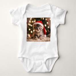 Schattige Tabby Christmas Kitten, Santa Kitty Cat Romper