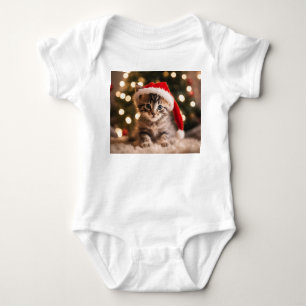 Schattige Tabby Christmas Kitten, Santa Kitty Cat Romper