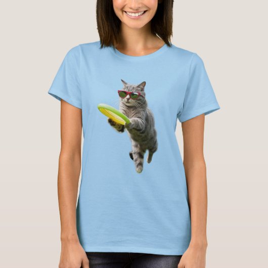 Schattige Tabby Disc Golfer T-shirt (Voorkant)