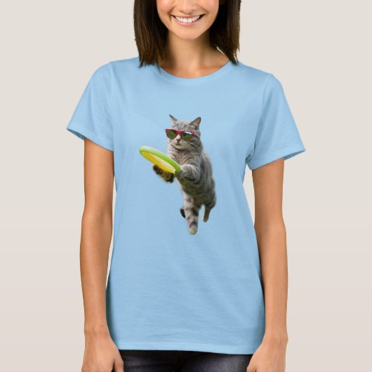 Schattige Tabby Disc Golfer T-shirt (Voorkant)