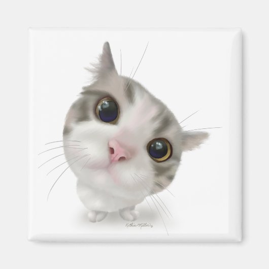 Schattige Tabby Kat Cartoon Magneet (Voorkant)