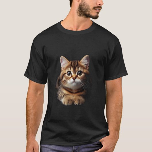 Schattige Tabby Kat Charm T-shirt (Voorkant)