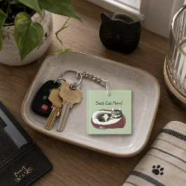 Schattige Tabby Kat Groen Moederdag Sleutelhanger