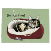 Schattige Tabby Kat Groene Moederdag Groot Cadeauzakje (Achterkant)