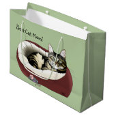 Schattige Tabby Kat Groene Moederdag Groot Cadeauzakje (Voorkant Gekanteld)