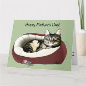Schattige Tabby Kat Groene Moederdag Kaart (Voorkant)