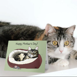 Schattige Tabby Kat Groene Moederdag Kaart