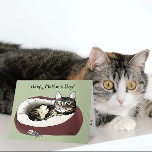 Schattige Tabby Kat Groene Moederdag Kaart