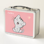 Schattige Tabby Kat & Hart op Licht Roze (Achterkant)