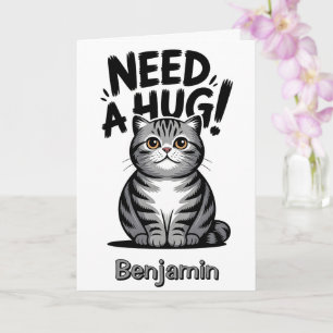 Schattige Tabby Kat Heeft Een Knuffel Nodig Grappi Kaart