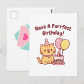 Schattige tabby kat met cake perfecte verjaardag g briefkaart (Voorkant / Achterkant)