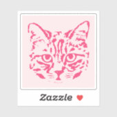 Schattige Tabby Kat Roze en Rode Vierkant Sticker (Vel)