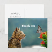 Schattige Tabby Kat Vlinder Foto Bedankt Briefkaart (Voorkant / Achterkant)