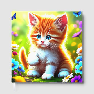 Schattige tabby katje in een bloemige wonderland k gastenboek