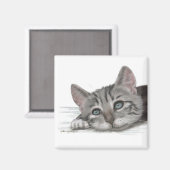 Schattige tabby katje rust cartoon magneet (Voorkant / Achterkant)