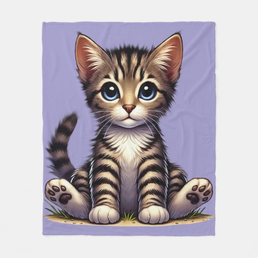 Schattige Tabby Kitten met blauwe ogen Fleece Deken (Voorkant)