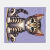 Schattige Tabby Kitten met blauwe ogen Fleece Deken (Voorkant (Horizontaal))
