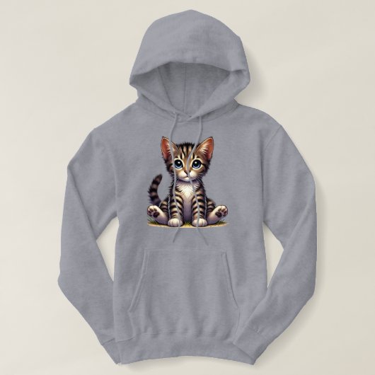 Schattige Tabby Kitten met blauwe ogen Hoodie (Design voorkant)