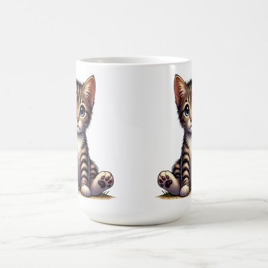 Schattige Tabby Kitten met blauwe ogen Koffiemok (Center)