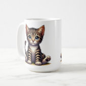 Schattige Tabby Kitten met blauwe ogen Koffiemok (Voorkant links)