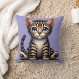 Schattige Tabby Kitten met blauwe ogen Kussen