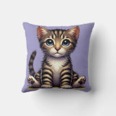 Schattige Tabby Kitten met blauwe ogen Kussen (Achterkant)
