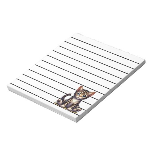 Schattige Tabby Kitten met blauwe ogen Notitieblok (Linkerzijde)