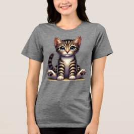 Schattige Tabby Kitten met blauwe ogen Tri-Blend Shirt