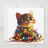 Schattige Tabby Kitten met feestelijke gloed Feestdagenkaart (Voorkant)