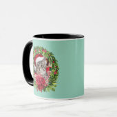 Schattige Tabby Krans Kerstmis Mok (Voorkant links)
