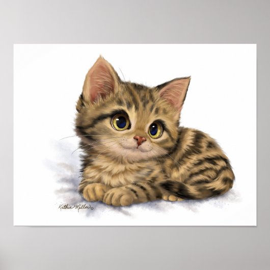 Schattige Tabby Poes Cartoon Poster (Voorkant)