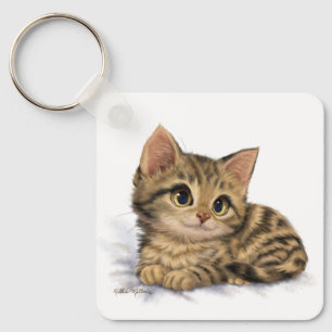Schattige Tabby Poes Cartoon Sleutelhanger