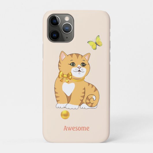 Schattige tabby poes kat op lichtbeige Case-Mate iPhone case (Achterkant)