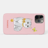 Schattige tabby poes kat op lichtroze Case-Mate iPhone case (Achterkant (horizontaal))