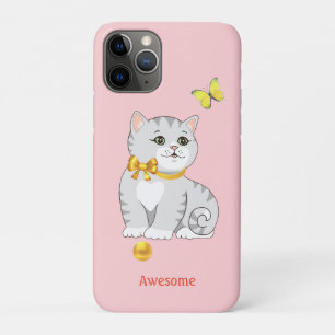 Schattige tabby poes kat op lichtroze Case-Mate iPhone case