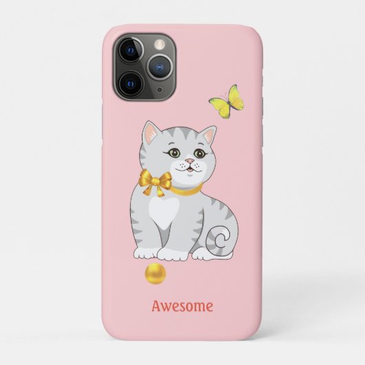 Schattige tabby poes kat op lichtroze Case-Mate iPhone case (Achterkant)