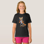 Schattige Tabby Skateboarder Kids' T-shirt (Voorkant volledig)