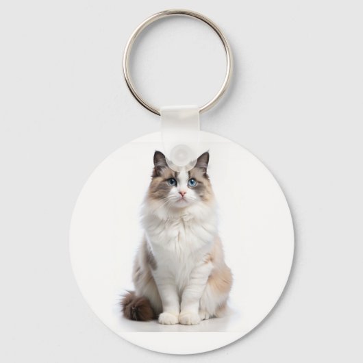 Schattige tabbykat met heldere ogen sleutelhanger (Voorkant)