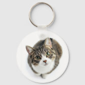 Schattige tabbykat met heldere ogen sleutelhanger (Achterkant)