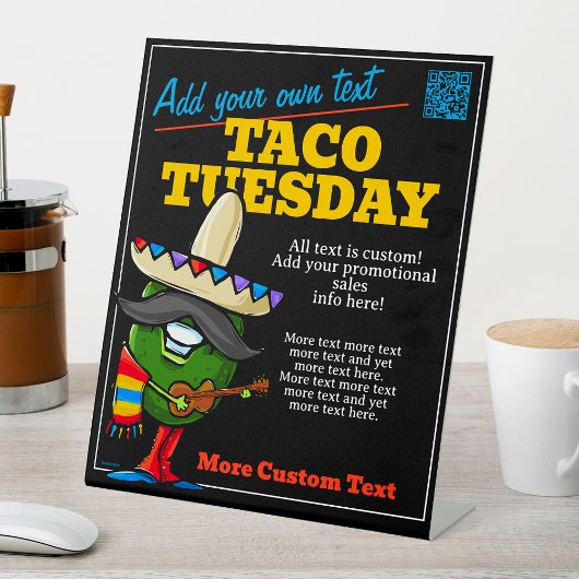 Schattige Taco dinsdag Mexicaans eten  Reclamebord Met Voetstuk