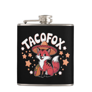Schattige Taco Fox cartoon ontwerp voor taco liefh Heupfles