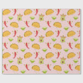 Schattige Taco's Avocado Chili Limoen Party Roze Cadeaupapier (Vlak)