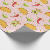 Schattige Taco's Avocado Chili Limoen Party Roze Cadeaupapier (Hoek)