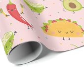 Schattige Taco's Avocado Chili Limoen Party Roze Cadeaupapier (Rol Hoek)