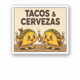 Schattige Tacos & Cervezas Grappig Mexicaans Eten  Sticker