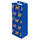 Schattige Tan Doodle Dog Blue Wijn Cadeautas (Achterkant Gekanteld)