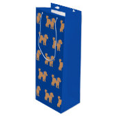Schattige Tan Doodle Dog Blue Wijn Cadeautas (Voorkant Gekanteld)