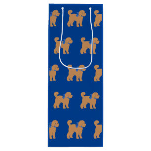 Schattige Tan Doodle Dog Blue Wijn Cadeautas