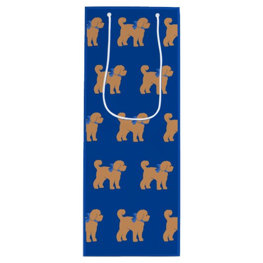 Schattige Tan Doodle Dog Blue Wijn Cadeautas (Voorkant)